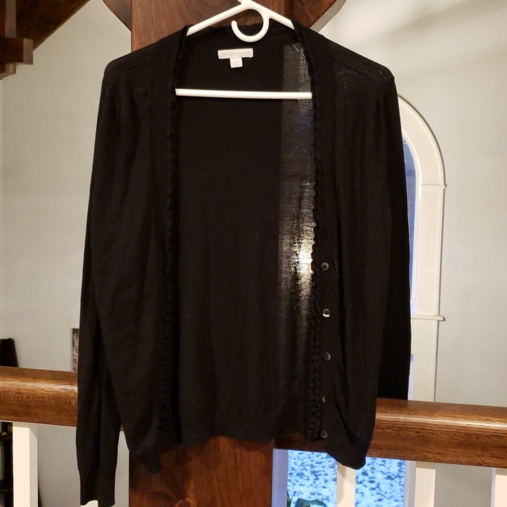 Black ruffle button cardigan